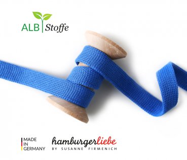 Bio Flachkordel - 1,2 cm - A04 - bluette uni - Albstoffe - Hamburger Liebe